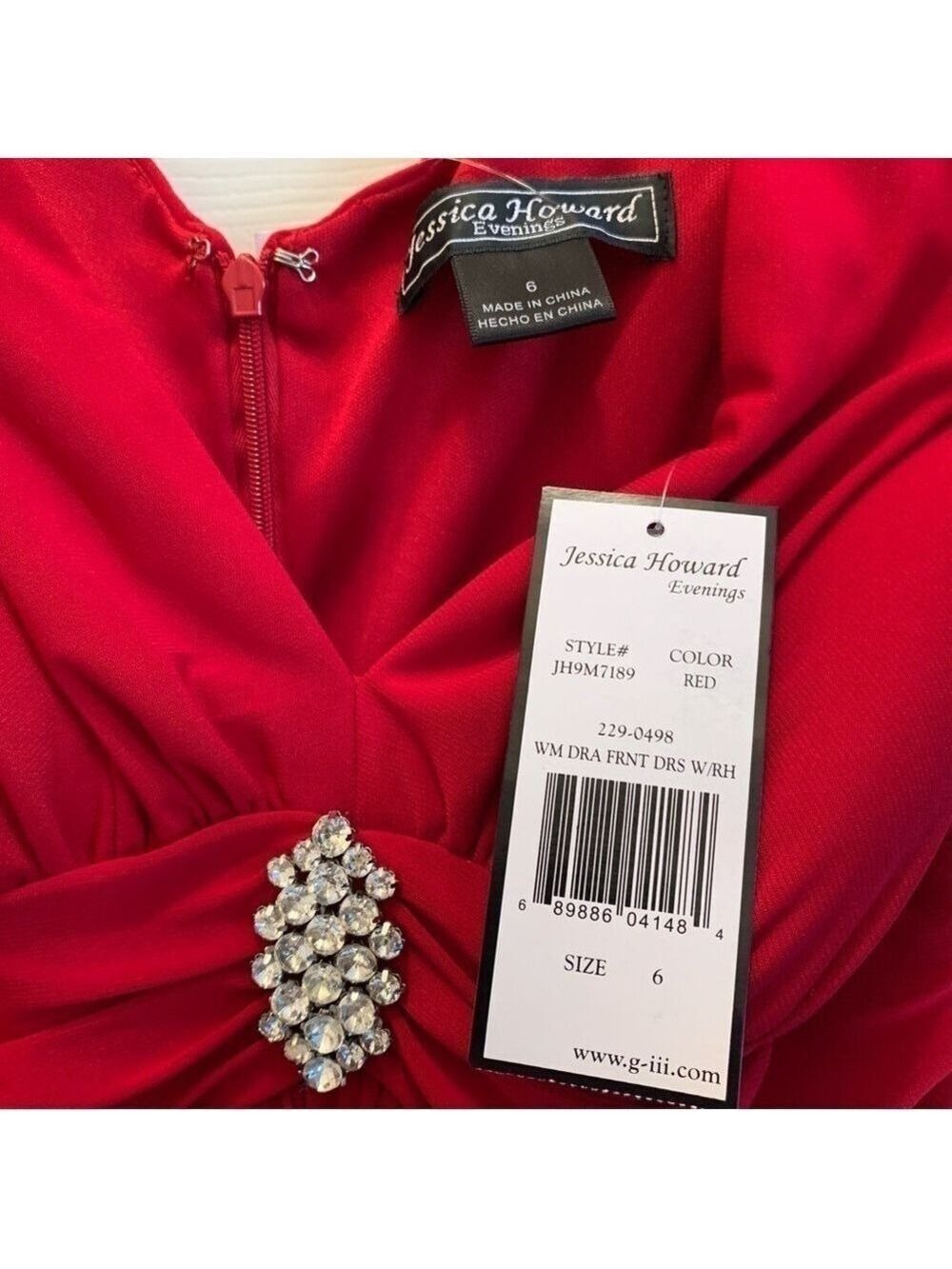 JESSICA HOWARD EVENINGS drape front rhinestone holiday evening party dress - Picture 6 of 15
